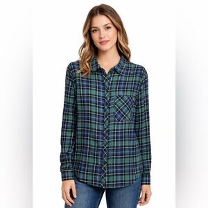 GAP Green Blue Plaid Relaxed Fit Flannel Shirt NWT Size Small